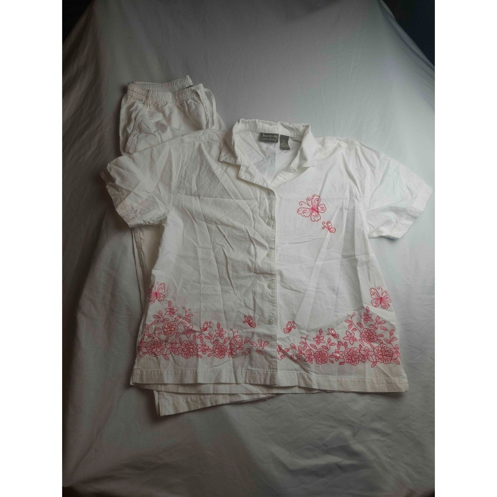 Vintage 90s Jane Ashley 2Pc Lounge Set Womens L Whimsy Cottagecore Prairie Boho